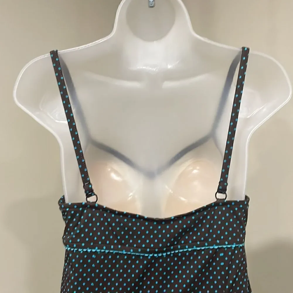 NWOT Le Cove One Piece Polka Dot Swim Dress. Size 12 L large